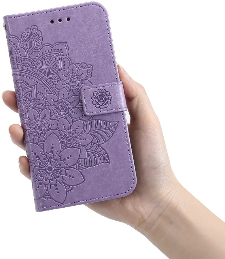 Oppo A58 4G Hoesje Bloemen Book Case met Pasjeshouder Paars afbeelding 13