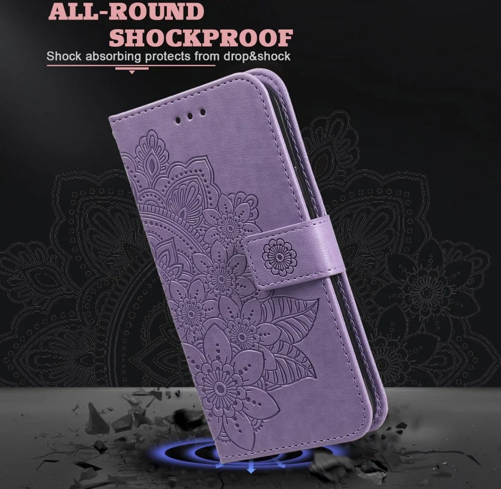 Oppo A58 4G Hoesje Bloemen Book Case met Pasjeshouder Paars afbeelding 6