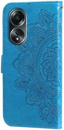 Oppo A58 4G Hoesje Bloemen Book Case met Pasjeshouder Blauw afbeelding 10