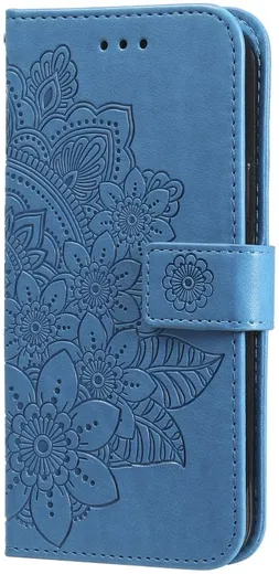 Oppo A58 4G Hoesje Bloemen Book Case met Pasjeshouder Blauw afbeelding 11