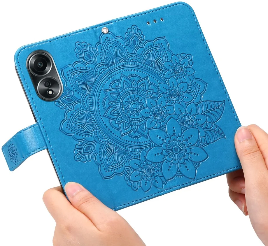 Oppo A58 4G Hoesje Bloemen Book Case met Pasjeshouder Blauw afbeelding 14