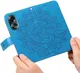 Oppo A58 4G Hoesje Bloemen Book Case met Pasjeshouder Blauw afbeelding 14