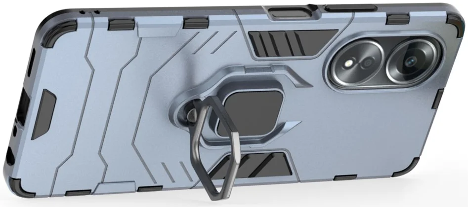 Oppo A58 4G Hoesje met Magnetische Kickstand Ring Blauw afbeelding 3