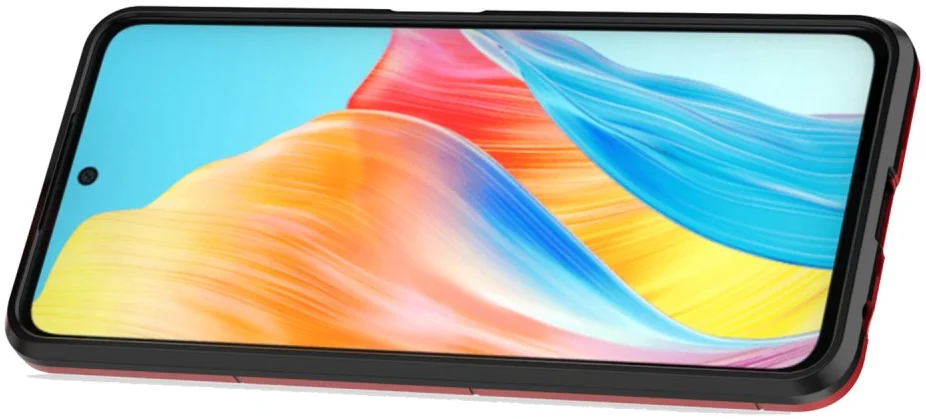 Oppo A58 4G Hoesje met Magnetische Kickstand Ring Rood afbeelding 2