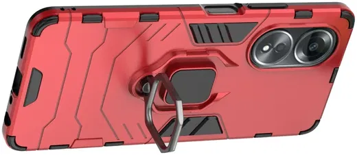 Oppo A58 4G Hoesje met Magnetische Kickstand Ring Rood afbeelding 3