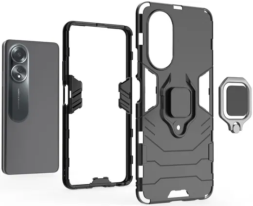 Oppo A58 4G Hoesje met Magnetische Kickstand Ring Rood afbeelding 4