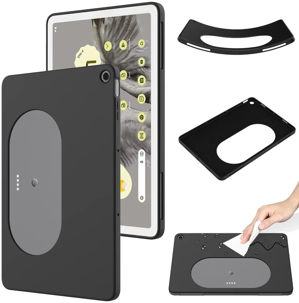 Google Pixel Tablet Hoes Siliconen Back Cover Zwart afbeelding 2