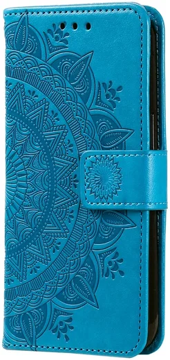 Google Pixel 8a Hoesje Mandala Book Case met Pasjeshouder Blauw afbeelding 5