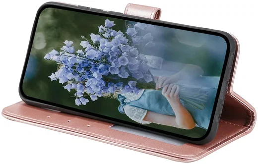 Google Pixel 8a Hoesje Mandala Book Case met Pasjeshouder Roze Goud afbeelding 3