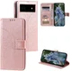 Google Pixel 8a Hoesje Mandala Book Case met Pasjeshouder Roze Goud afbeelding 4