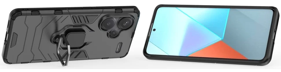 Xiaomi Redmi Note 13 Pro Plus Hoesje Magnetische Kickstand Ring Zwart afbeelding 2