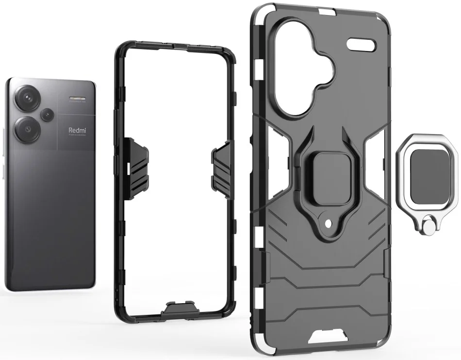 Xiaomi Redmi Note 13 Pro Plus Hoesje Magnetische Kickstand Ring Zwart afbeelding 3