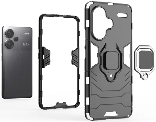 Xiaomi Redmi Note 13 Pro Plus Hoesje Magnetische Kickstand Ring Zwart afbeelding 3