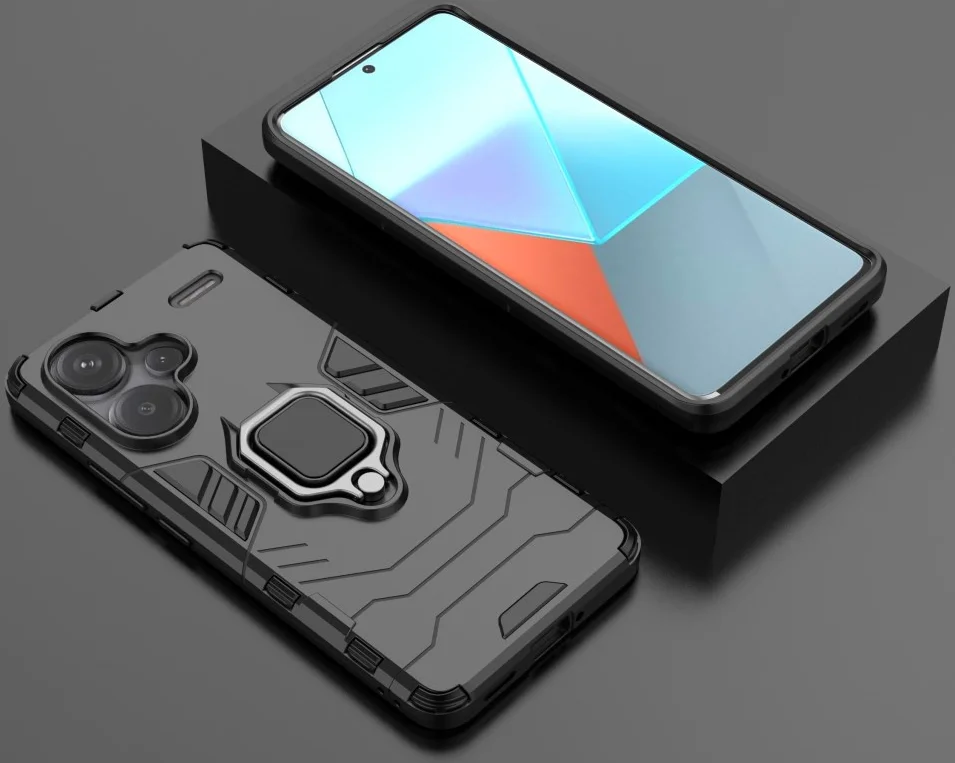 Xiaomi Redmi Note 13 Pro Plus Hoesje Magnetische Kickstand Ring Zwart afbeelding 4