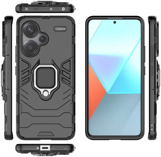 Xiaomi Redmi Note 13 Pro Plus Hoesje Magnetische Kickstand Ring Zwart afbeelding 5