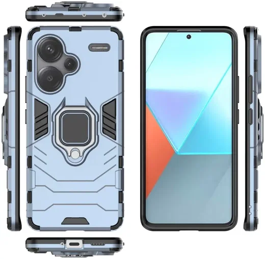 Xiaomi Redmi Note 13 Pro Plus Hoesje Magnetische Kickstand Ring Blauw afbeelding 5