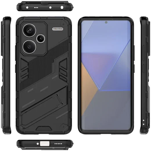 Xiaomi Redmi 13 Pro Plus Hoesje Shockproof Kickstand Back Cover Zwart afbeelding 4