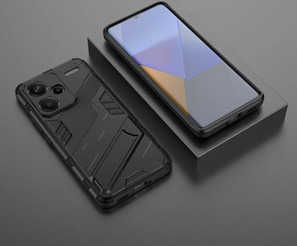 Xiaomi Redmi 13 Pro Plus Hoesje Shockproof Kickstand Back Cover Zwart afbeelding 6