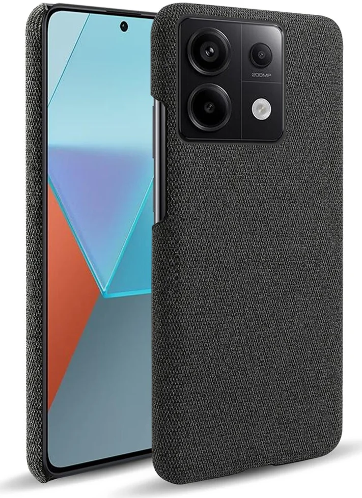 Xiaomi Redmi Note 13 Pro 5G / Poco X6 Hoesje Stoffen Back Cover Zwart afbeelding 1