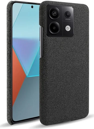 Xiaomi Redmi Note 13 Pro 5G / Poco X6 Hoesje Stoffen Back Cover Zwart afbeelding 1
