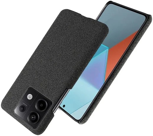 Xiaomi Redmi Note 13 Pro 5G / Poco X6 Hoesje Stoffen Back Cover Zwart afbeelding 2