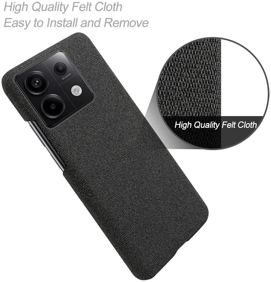 Xiaomi Redmi Note 13 Pro 5G / Poco X6 Hoesje Stoffen Back Cover Zwart afbeelding 4