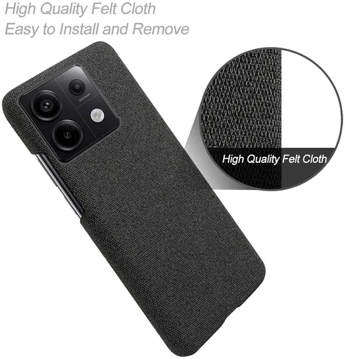 Xiaomi Redmi Note 13 Pro 5G / Poco X6 Hoesje Stoffen Back Cover Zwart afbeelding 4
