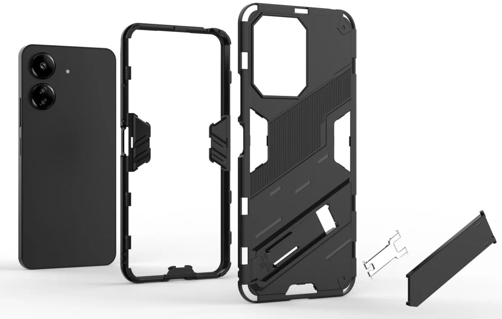 Xiaomi Redmi 13C / Poco C65 Hoesje Shockproof Kickstand Zwart afbeelding 2