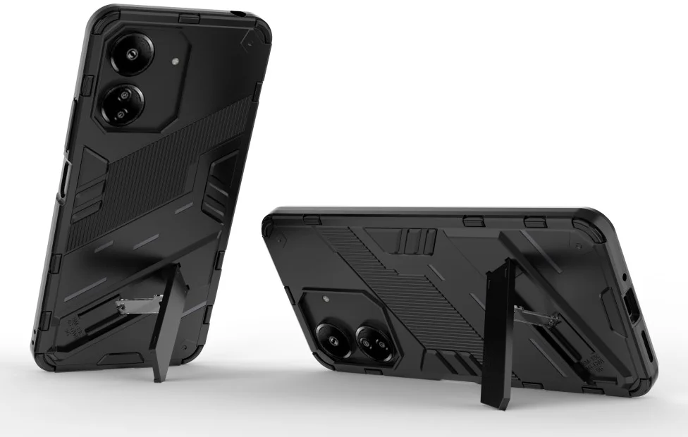 Xiaomi Redmi 13C / Poco C65 Hoesje Shockproof Kickstand Zwart afbeelding 3