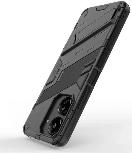Xiaomi Redmi 13C / Poco C65 Hoesje Shockproof Kickstand Zwart afbeelding 4
