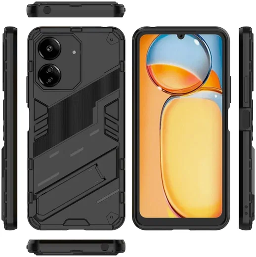 Xiaomi Redmi 13C / Poco C65 Hoesje Shockproof Kickstand Zwart afbeelding 6