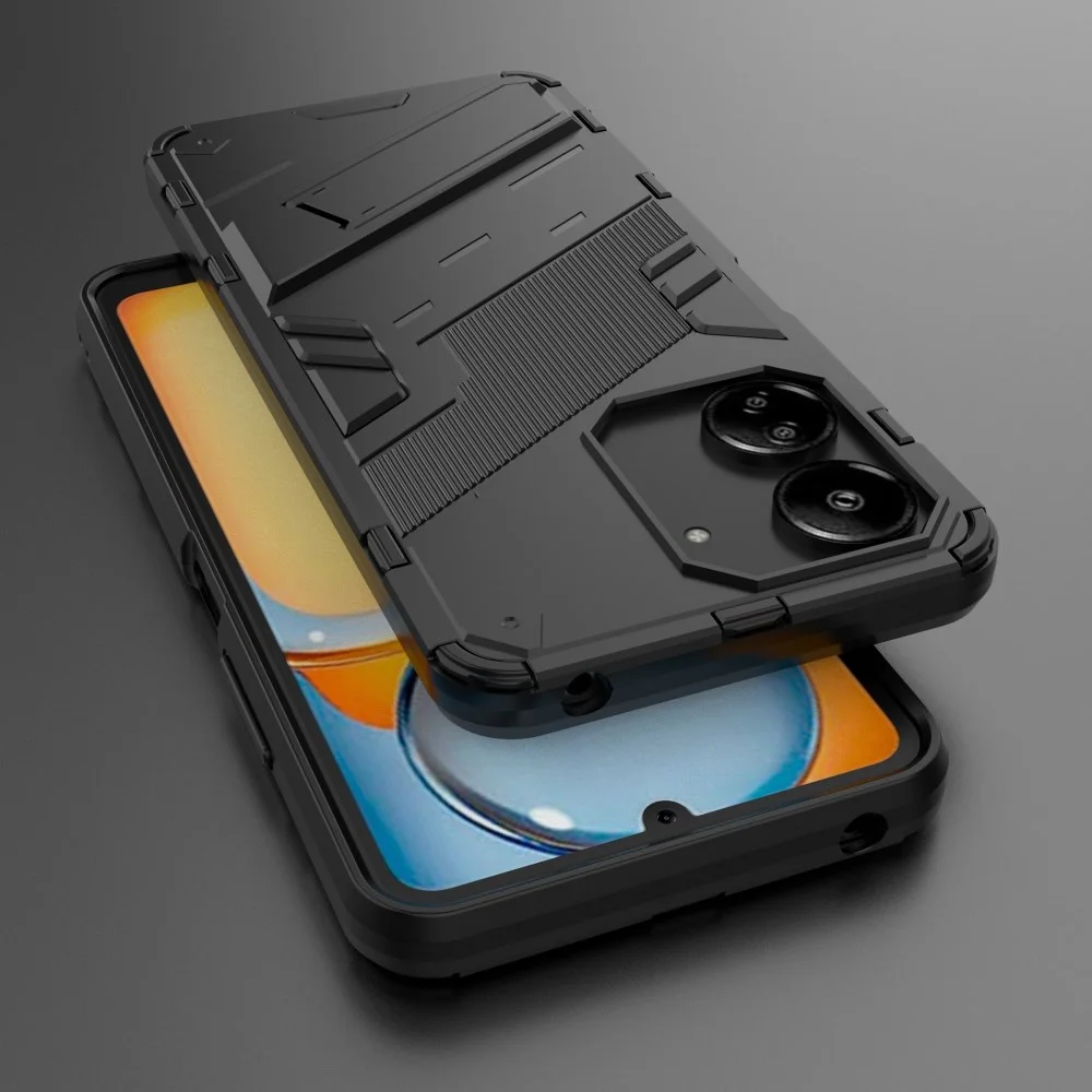 Xiaomi Redmi 13C / Poco C65 Hoesje Shockproof Kickstand Zwart afbeelding 7