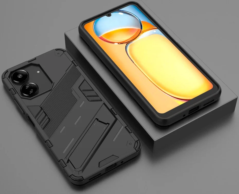 Xiaomi Redmi 13C / Poco C65 Hoesje Shockproof Kickstand Zwart afbeelding 8