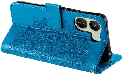 Xiaomi Redmi 13C / Poco C65 Hoesje Mandala Book Case Pasjeshouder Blauw afbeelding 4
