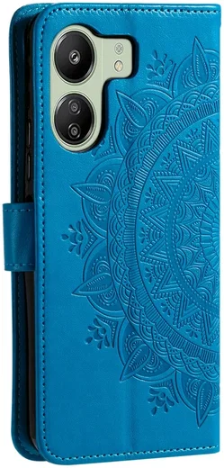 Xiaomi Redmi 13C / Poco C65 Hoesje Mandala Book Case Pasjeshouder Blauw afbeelding 5