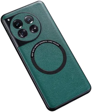 OnePlus 12 Hoesje MagSafe Kunstleer Back Cover Groen