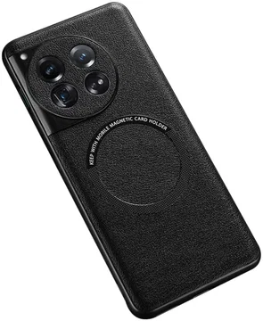 OnePlus 12 Hoesje MagSafe Kunstleer Back Cover Zwart
