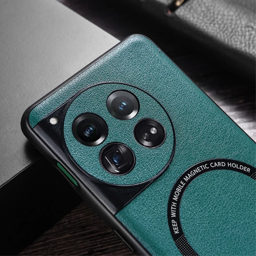 OnePlus 12 Hoesje MagSafe Kunstleer Back Cover Zwart afbeelding 2
