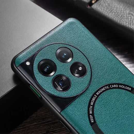 OnePlus 12 Hoesje MagSafe Kunstleer Back Cover Zwart afbeelding 2