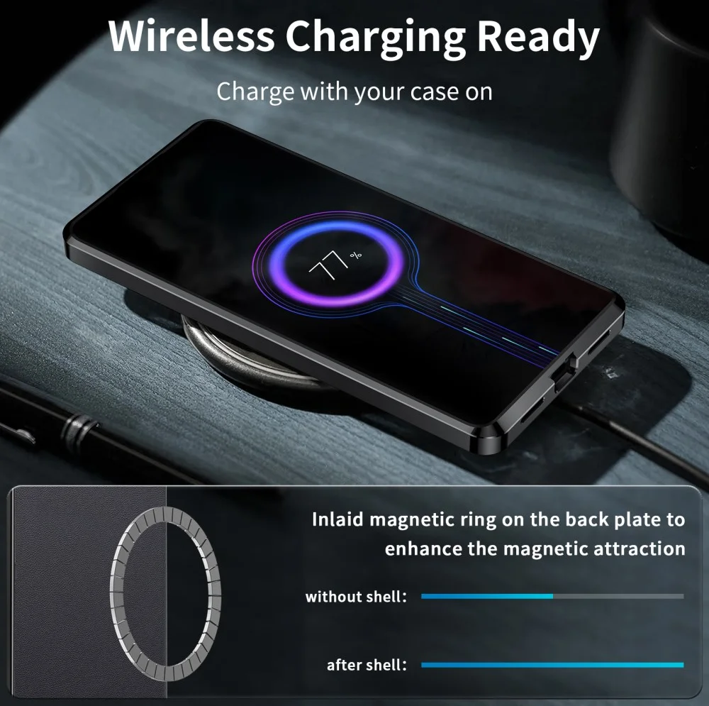 Samsung Galaxy S24 Ultra Hoesje met MagSafe Metalen Frame Zwart afbeelding 11