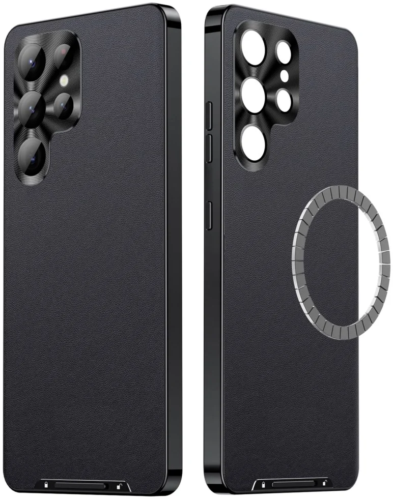 Samsung Galaxy S24 Ultra Hoesje met MagSafe Metalen Frame Zwart afbeelding 2