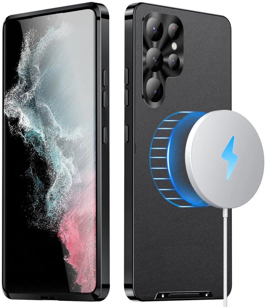 Samsung Galaxy S24 Ultra Hoesje met MagSafe Metalen Frame Zwart afbeelding 4