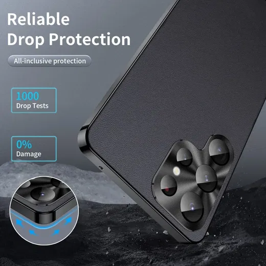 Samsung Galaxy S24 Ultra Hoesje met MagSafe Metalen Frame Zwart afbeelding 5