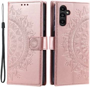 Samsung Galaxy A55 Hoesje Mandala Book Case met Pasjeshouder Roze Goud