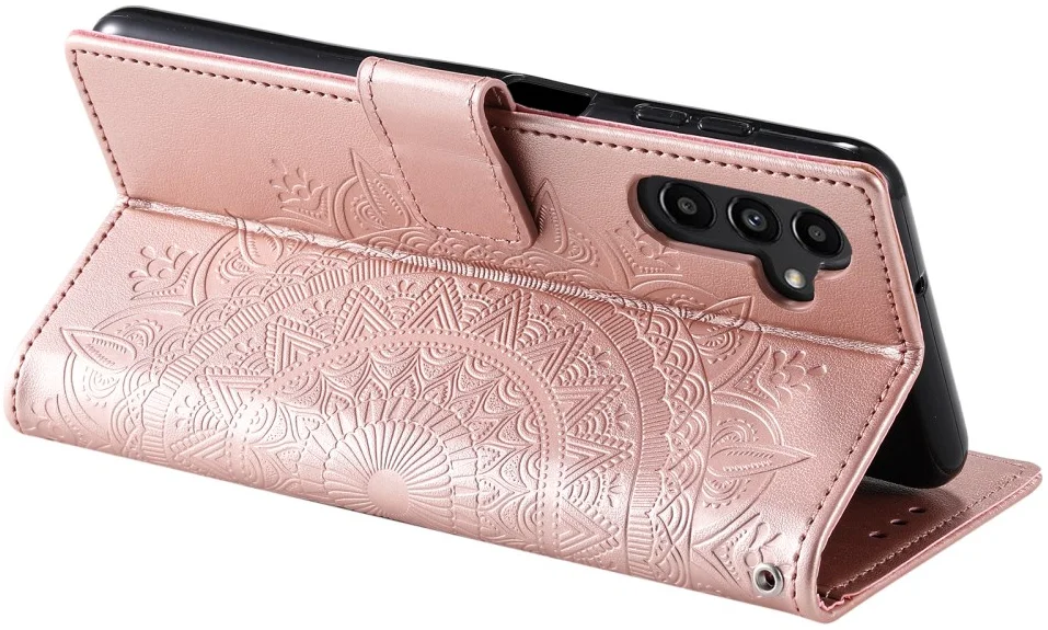 Samsung Galaxy A55 Hoesje Mandala Book Case met Pasjeshouder Roze Goud afbeelding 4