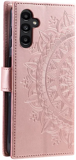 Samsung Galaxy A55 Hoesje Mandala Book Case met Pasjeshouder Roze Goud afbeelding 6