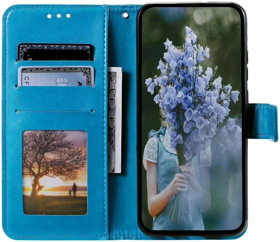 Samsung Galaxy A55 Hoesje Mandala Book Case met Pasjeshouder Blauw afbeelding 2