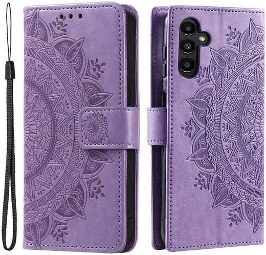 Samsung Galaxy A55 Hoesje Mandala Book Case met Pasjeshouder Paars afbeelding 1