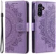 Samsung Galaxy A55 Hoesje Mandala Book Case met Pasjeshouder Paars