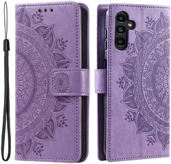 Samsung Galaxy A55 Hoesje Mandala Book Case met Pasjeshouder Paars afbeelding